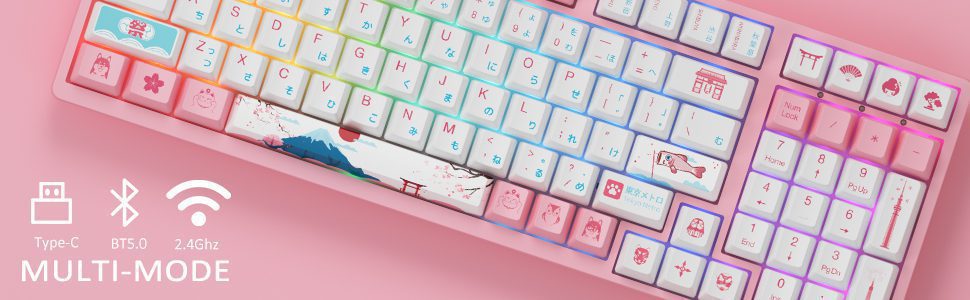 Akko 3098B World Tour Tokyo R2 RGB Hot-Swap Wireless Mechanical Gaming Keyboard 98-key Multi-Modes Bluetooth 5.0/2.4GHz/Type-C Akko 3098B World Tour Tokyo R2 RGB Hot-Swap Wireless Mechanical Gaming Keyboard 98-key Multi-Modes Bluetooth 5.0/2.4GHz/Type-C