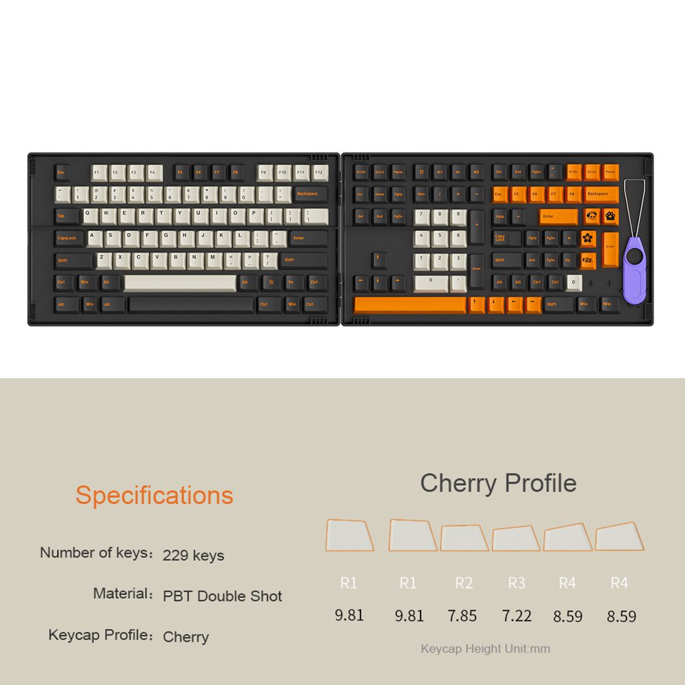 AKKO Carbon Retro 158-Key ASA Profile/229-Key Cherry Profile Keycaps Set PBT Double-shot Full Keycaps Set with Custom Box AKKO Carbon Retro 158-Key ASA Profile/229-Key Cherry Profile Keycaps Set PBT Double-shot Full Keycaps Set with Custom Box