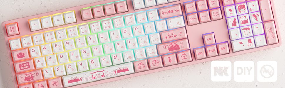 Akko 5108S JK Girl RGB Backlit Full-Size Mechanical Gaming Keyboard Wired 108-key with OSA Profile PBT Dye-Sub Keycaps Akko 5108S JK Girl RGB Backlit Full-Size Mechanical Gaming Keyboard Wired 108-key with OSA Profile PBT Dye-Sub Keycaps