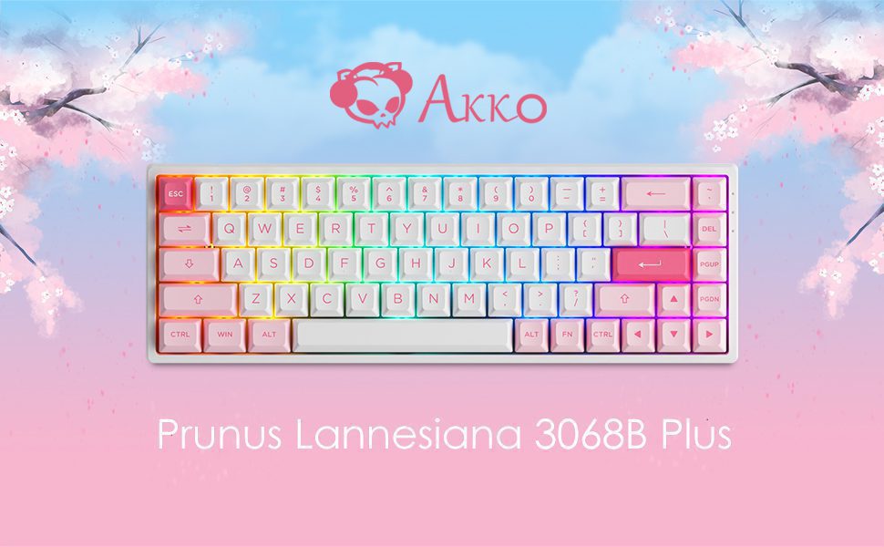 Akko 3068B Plus Prunus Lannesiana RGB Hot-Swap Wireless Mechanical Gaming Keyboard 68-Key Multi-Modes BT 5.0/2.4GHz/USB Type-C Akko 3068B Plus Prunus Lannesiana RGB Hot-Swap Wireless Mechanical Gaming Keyboard 68-Key Multi-Modes BT 5.0/2.4GHz/USB Type-C