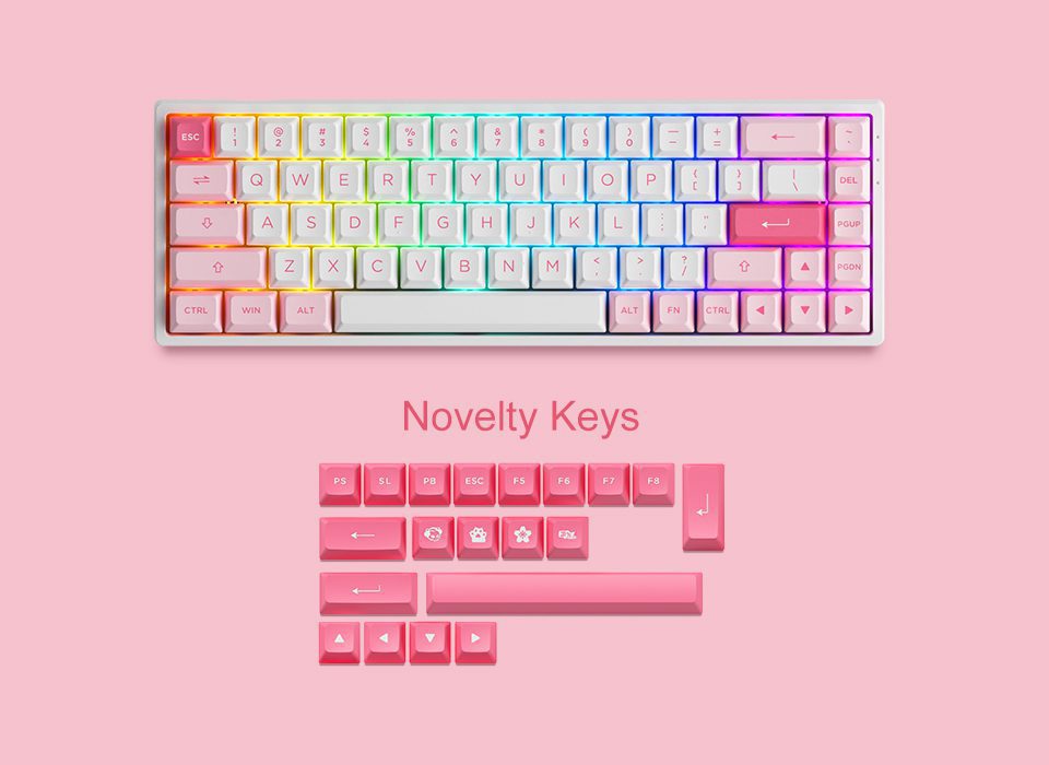 Akko 3068B Plus Prunus Lannesiana RGB Hot-Swap Wireless Mechanical Gaming Keyboard 68-Key Multi-Modes BT 5.0/2.4GHz/USB Type-C