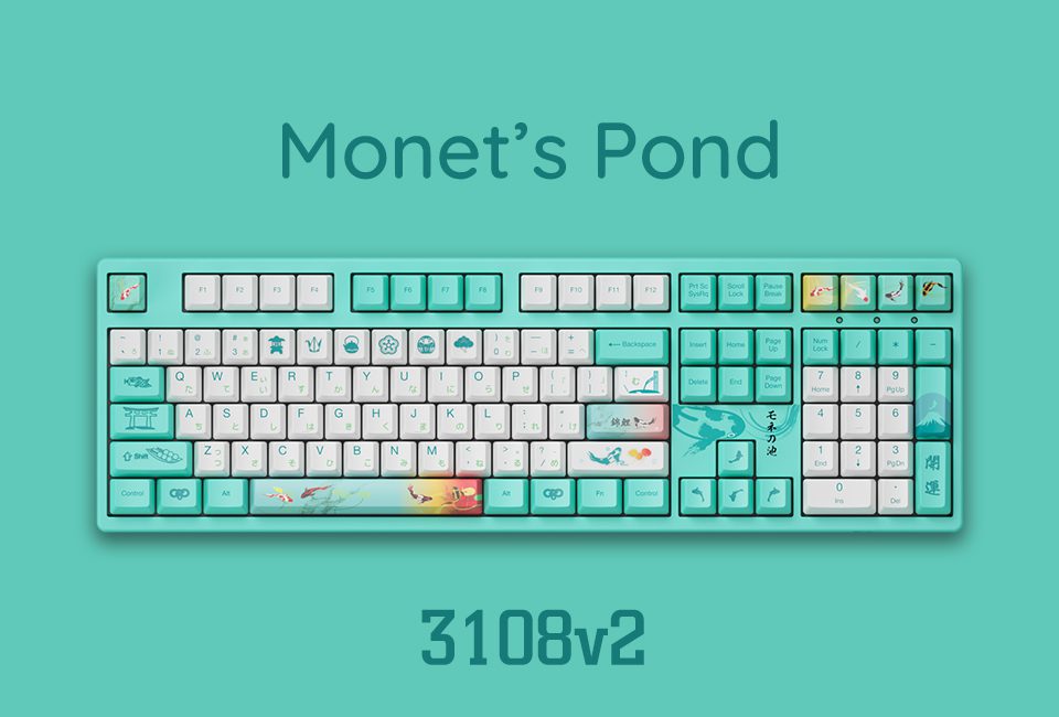 Akko 3108 V2 Monet’s Pond Full-Size Mechanical Gaming Keyboard Wired 108-key with OEM Profile PBT Dye-Sublimation Keycaps Akko 3108 V2 Monet’s Pond Full-Size Mechanical Gaming Keyboard Wired 108-key with OEM Profile PBT Dye-Sublimation Keycaps
