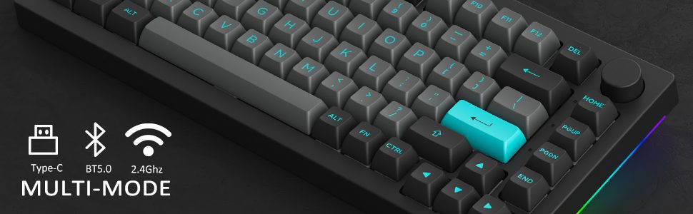 Akko 5075B Plus Black&Cyan 75% Hot Swappable Multi-Modes RGB Mechanical Gaming Keyboard 2.4GHz Wireless/USB Type-C/Bluetooth 5.0 Akko 5075B Plus Black&Cyan 75% Hot Swappable Multi-Modes RGB Mechanical Gaming Keyboard 2.4GHz Wireless/USB Type-C/Bluetooth 5.0