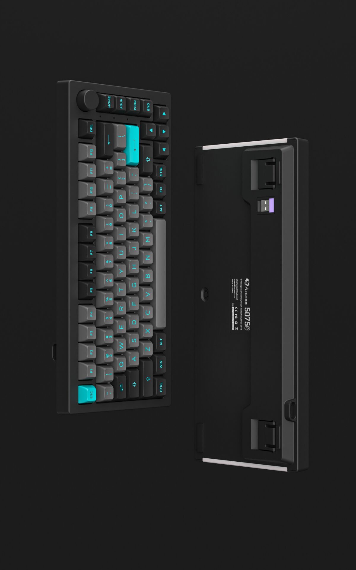 Akko 5075B Plus Black&Cyan 75% Hot Swappable Multi-Modes RGB Mechanical Gaming Keyboard 2.4GHz Wireless/USB Type-C/Bluetooth 5.0 Akko 5075B Plus Black&Cyan 75% Hot Swappable Multi-Modes RGB Mechanical Gaming Keyboard 2.4GHz Wireless/USB Type-C/Bluetooth 5.0