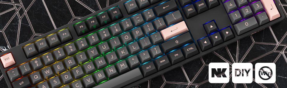 Akko 5108S Black&Pink Full-Size Wired Hot-Swap Mechanical Gaming Keyboard RGB Backlit 108-key with ASA PBT Double-shot Keycaps