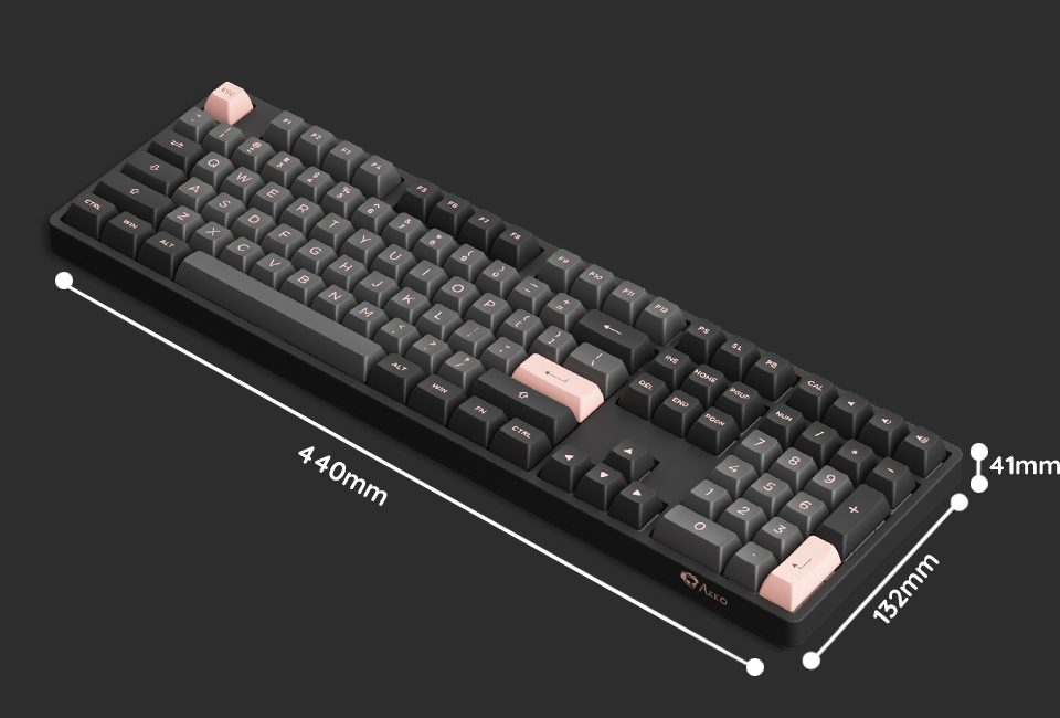 Akko 5108S Black&Pink Full-Size Wired Hot-Swap Mechanical Gaming Keyboard RGB Backlit 108-key with ASA PBT Double-shot Keycaps