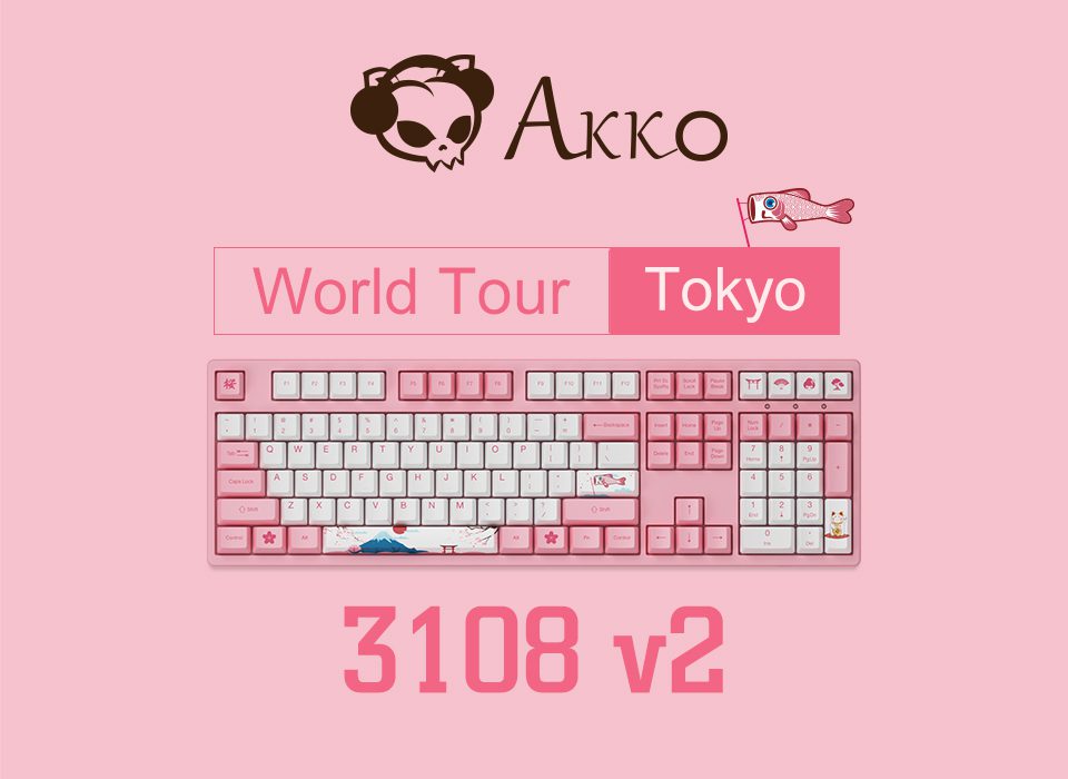 Akko 3108 V2 World Tour-Tokyo R1 Full-Size Mechanical Gaming Keyboard Wired 108-key with OEM Profile PBT Dye-Sublimation Keycaps Akko 3108 V2 World Tour-Tokyo R1 Full-Size Mechanical Gaming Keyboard Wired 108-key with OEM Profile PBT Dye-Sublimation Keycaps