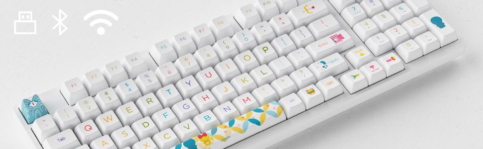 Akko 3098B Doraemo Rainbow RGB Hot-Swap Wireless Mechanical Gaming Keyboard 98-key Multi-Modes Bluetooth 5.0/2.4GHz/USB Type-C Akko 3098B Doraemo Rainbow RGB Hot-Swap Wireless Mechanical Gaming Keyboard 98-key Multi-Modes Bluetooth 5.0/2.4GHz/USB Type-C