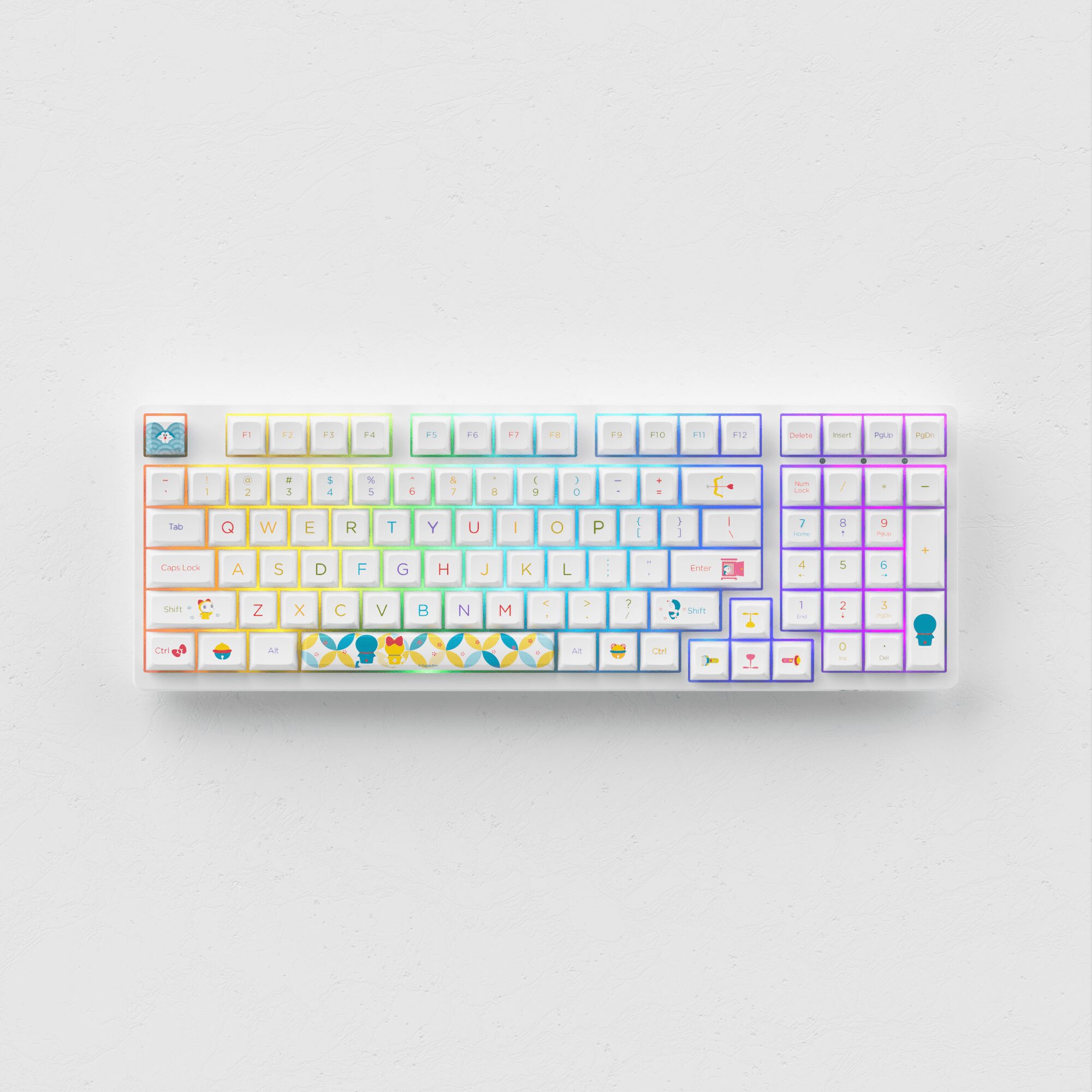 Akko 3098B Doraemo Rainbow RGB Hot-Swap Wireless Mechanical Gaming Keyboard 98-key Multi-Modes Bluetooth 5.0/2.4GHz/USB Type-C Akko 3098B Doraemo Rainbow RGB Hot-Swap Wireless Mechanical Gaming Keyboard 98-key Multi-Modes Bluetooth 5.0/2.4GHz/USB Type-C