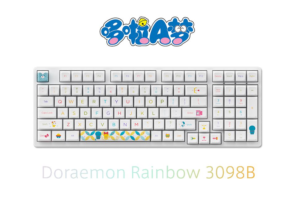 Akko 3098B Doraemo Rainbow RGB Hot-Swap Wireless Mechanical Gaming Keyboard 98-key Multi-Modes Bluetooth 5.0/2.4GHz/USB Type-C Akko 3098B Doraemo Rainbow RGB Hot-Swap Wireless Mechanical Gaming Keyboard 98-key Multi-Modes Bluetooth 5.0/2.4GHz/USB Type-C