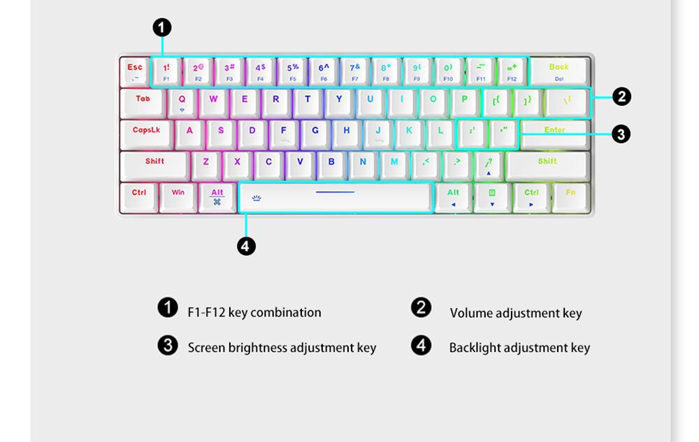 DAREU 61 Keys Mini Mechanical Keyboard Hot-swap Tri-mode Bluetooth Wireless USB Wired RGB Gaming Keyboard Portable for Travel DAREU 61 Keys Mini Mechanical Keyboard Hot-swap Tri-mode Bluetooth Wireless USB Wired RGB Gaming Keyboard Portable for Travel