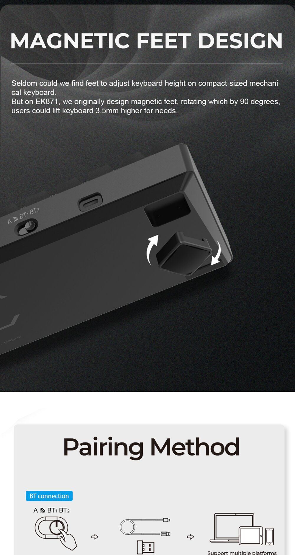 DAREU 61 Keys Mini Mechanical Keyboard Hot-swap Tri-mode Bluetooth Wireless USB Wired RGB Gaming Keyboard Portable for Travel DAREU 61 Keys Mini Mechanical Keyboard Hot-swap Tri-mode Bluetooth Wireless USB Wired RGB Gaming Keyboard Portable for Travel