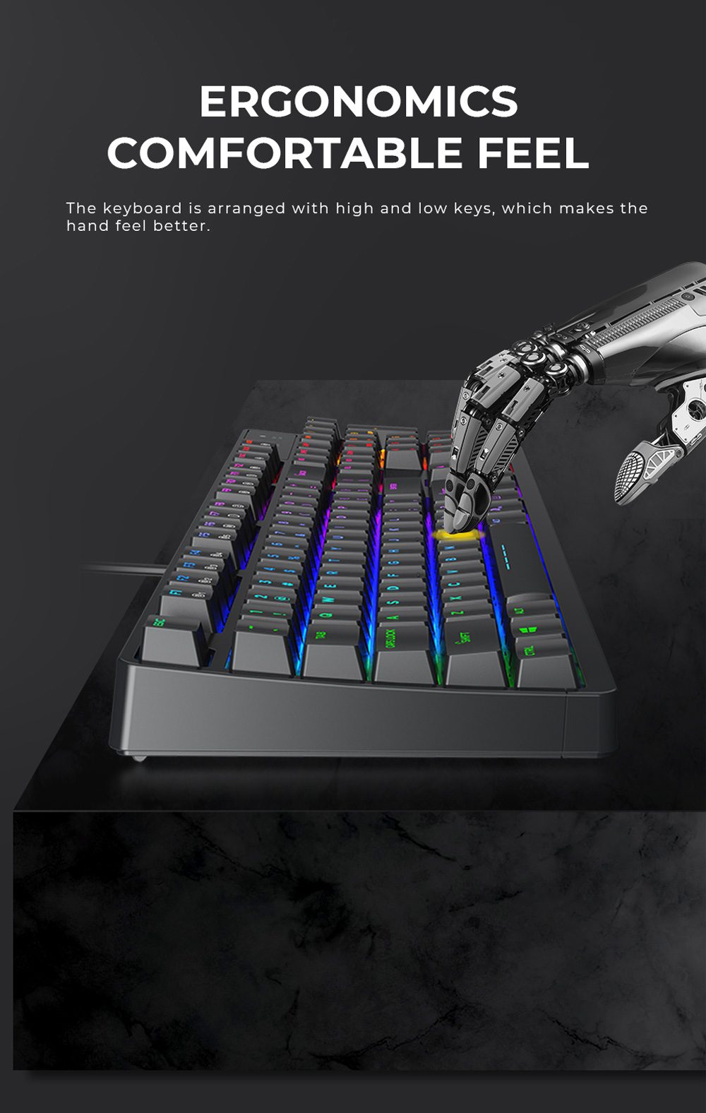 DAREU Wired Mechanical Keyboard Ergonomic RGB Backlight Gaming Keyboard with Multimedia Buttons Full Key Conflict-free DAREU Wired Mechanical Keyboard Ergonomic RGB Backlight Gaming Keyboard with Multimedia Buttons Full Key Conflict-free