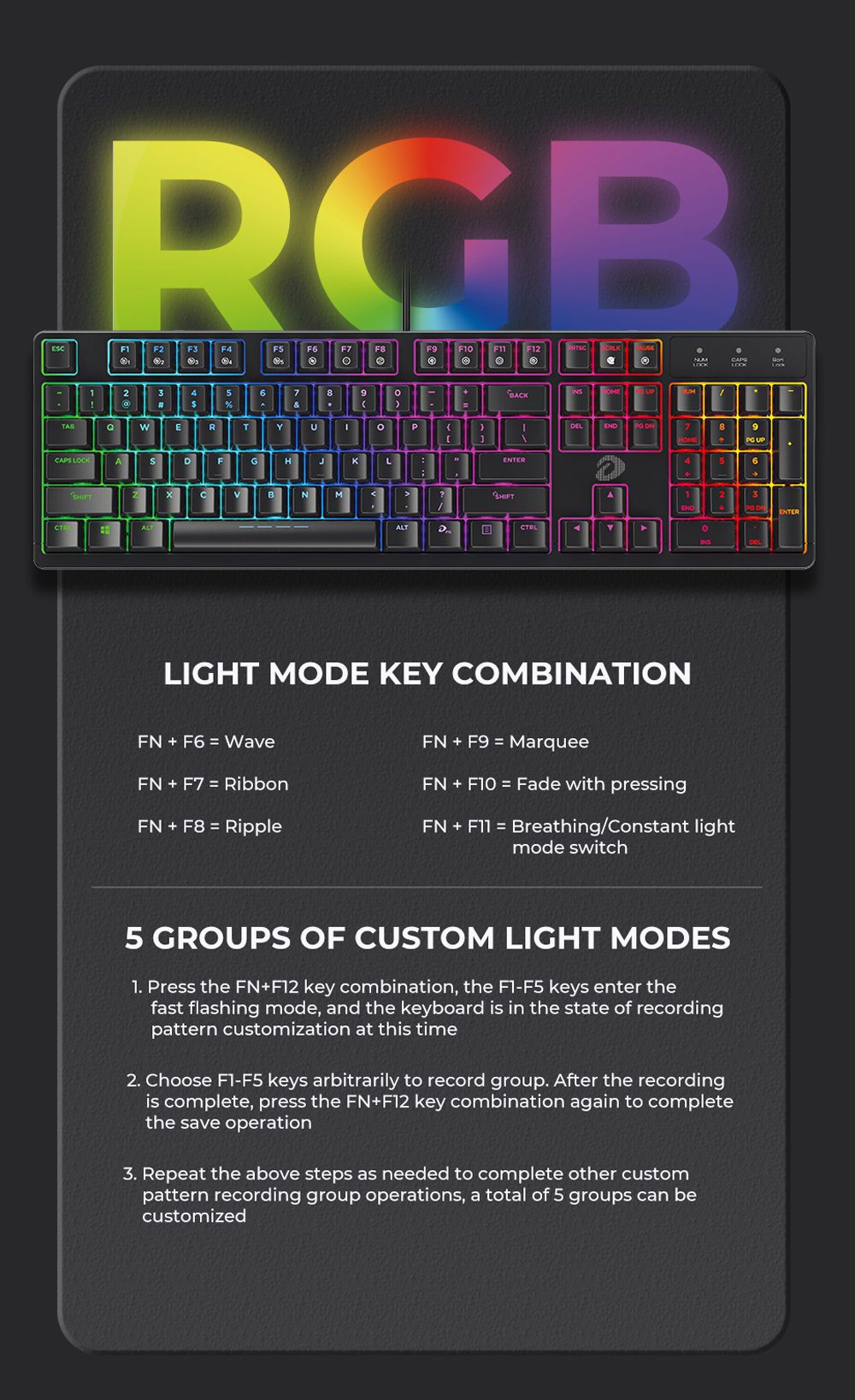DAREU Wired Mechanical Keyboard Ergonomic RGB Backlight Gaming Keyboard with Multimedia Buttons Full Key Conflict-free DAREU Wired Mechanical Keyboard Ergonomic RGB Backlight Gaming Keyboard with Multimedia Buttons Full Key Conflict-free