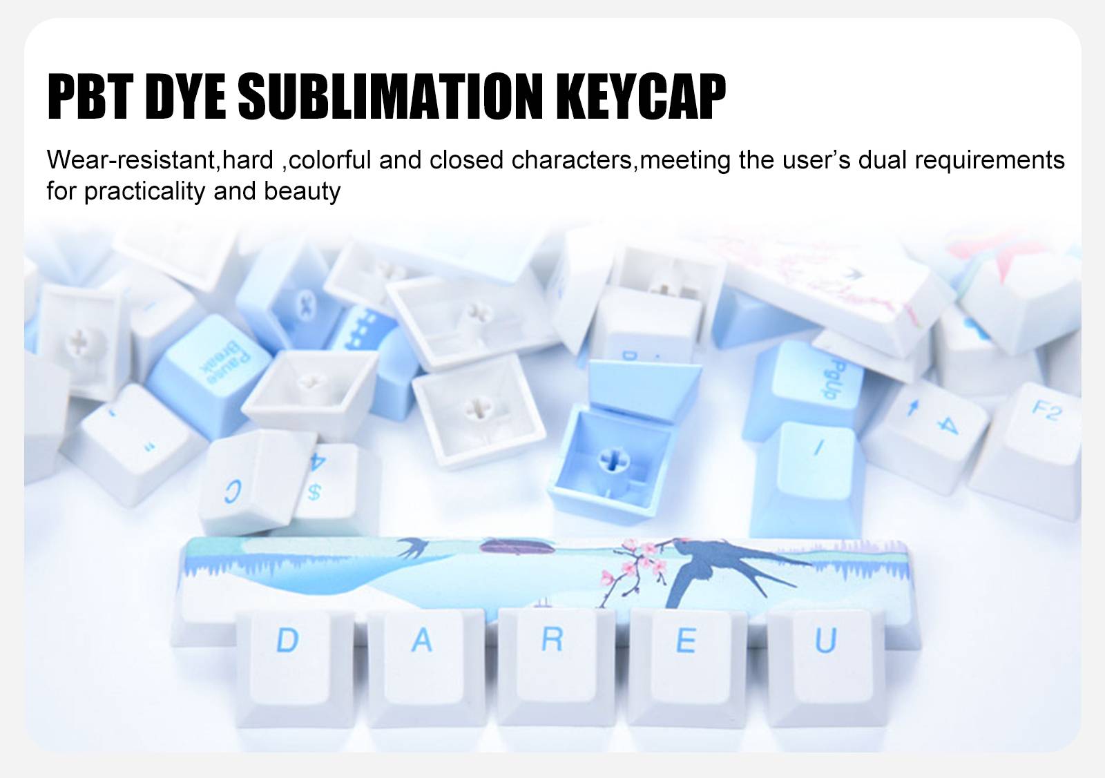 DAREU 87 Keys Wired Mechanical Keyboard Cherry MX Switch PBT Keycaps N-Key Rollover Icy Blue Backlight Gaming Keyboard DAREU 87 Keys Wired Mechanical Keyboard Cherry MX Switch PBT Keycaps N-Key Rollover Icy Blue Backlight Gaming Keyboard