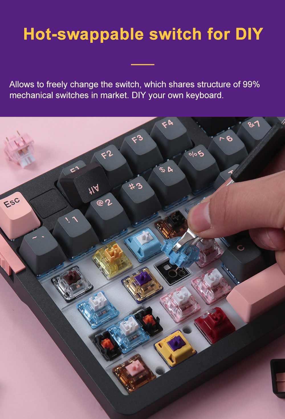DAREU A98 Wired Mechanical Keyboard PC Gamer Linear Switch 98 Keys Hotswappable Gasket RGB Macro Set KB Gamer Accessories DAREU A98 Wired Mechanical Keyboard PC Gamer Linear Switch 98 Keys Hotswappable Gasket RGB Macro Set KB Gamer Accessories