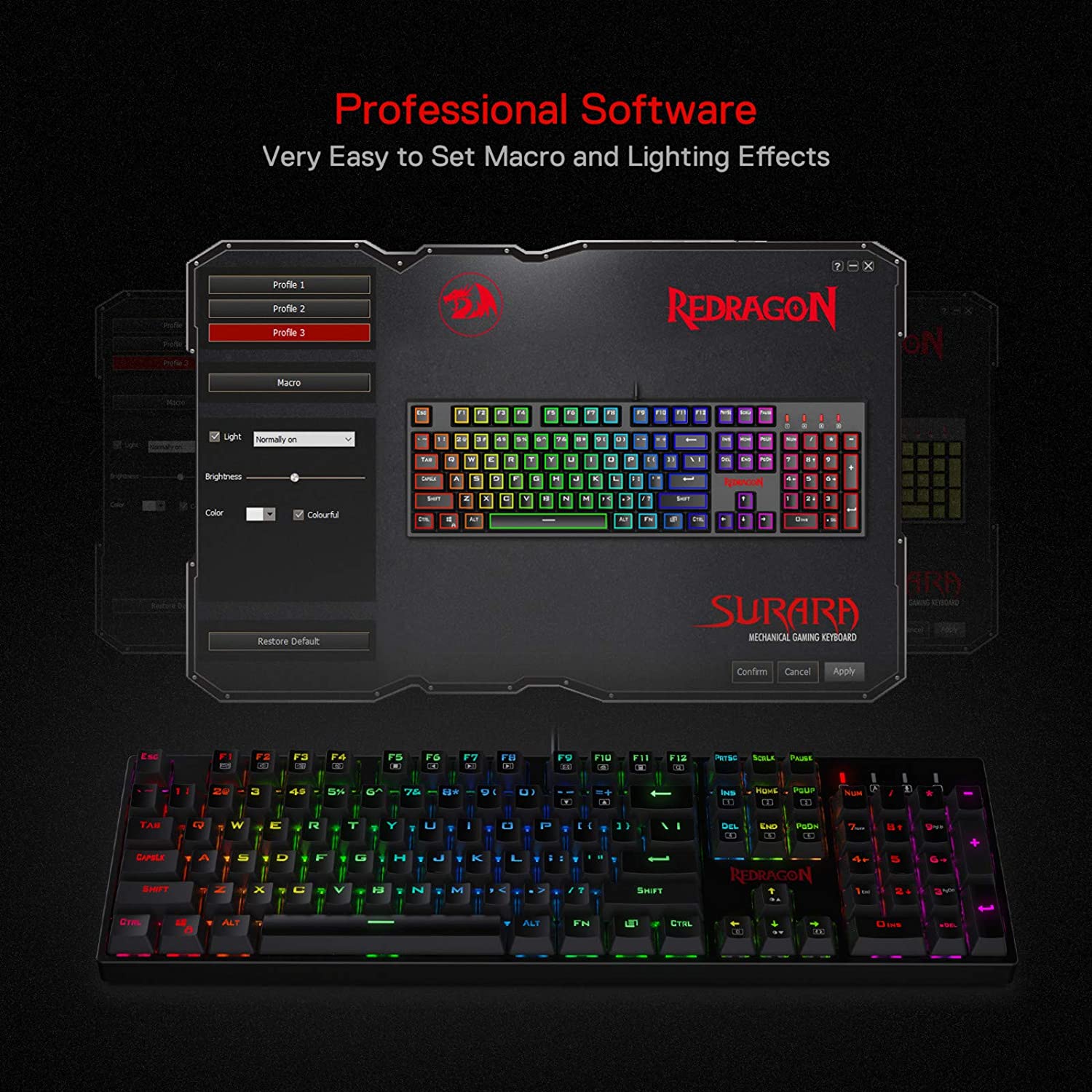 Redragon K582 RGB LED Backlit Mechanical Gaming Keyboard with 104 Keys-Linear and Quiet Red Switches For Game Laptop PC Redragon K582 RGB LED Backlit Mechanical Gaming Keyboard with 104 Keys-Linear and Quiet Red Switches For Game Laptop PC