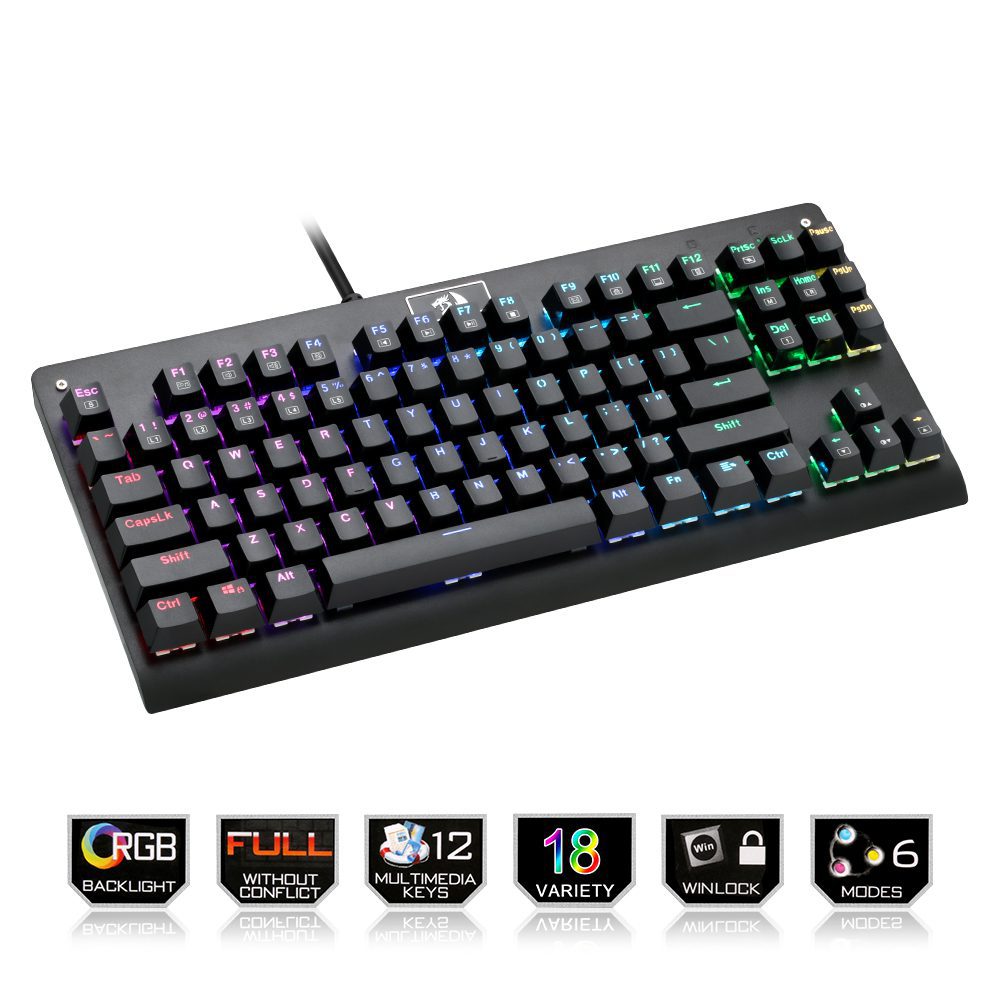 Redragon K568 RGB Dark Avengers Mech Keyboard 100% ghost proof 87 key blue switch black Redragon K568 RGB Dark Avengers Mech Keyboard 100% ghost proof 87 key blue switch black