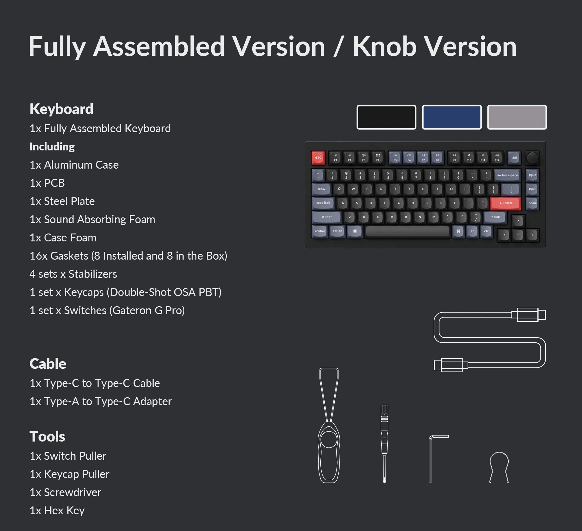 Keychron Q1 V2 QMK Knob Fully Assembled Custom Mechanical Keyboard 75% Layout Type-C Wired Keyboards for Mac Windows Keychron Q1 V2 QMK Knob Fully Assembled Custom Mechanical Keyboard 75% Layout Type-C Wired Keyboards for Mac Windows