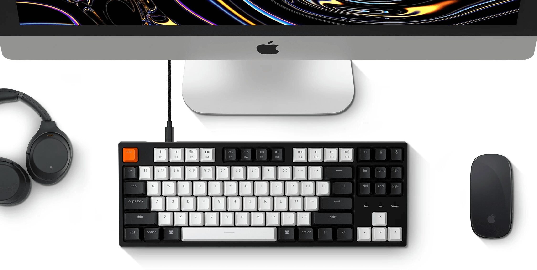 Keychron C1 A Wired Mechanical Keyboard Tenkeyless 87 Keys W/ White Backlight Gateron Switch for Windows Mac Keychron C1 A Wired Mechanical Keyboard Tenkeyless 87 Keys W/ White Backlight Gateron Switch for Windows Mac