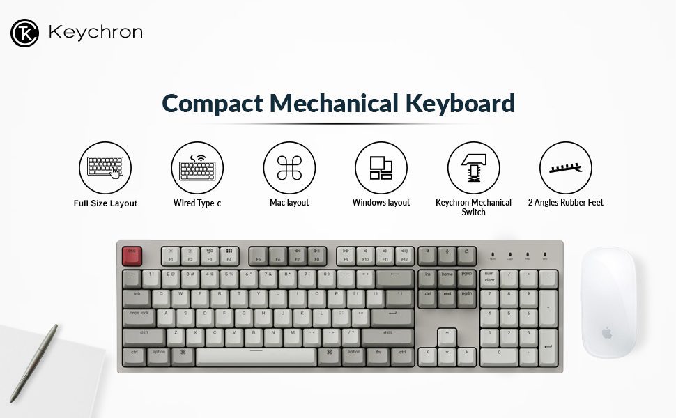 Keychron C2 KXZ 104 Keys Wired Type-C Mechanical Keyboard Rero Color Keychron Mechanical Switch for Mac Windows Keychron C2 KXZ 104 Keys Wired Type-C Mechanical Keyboard Rero Color Keychron Mechanical Switch for Mac Windows