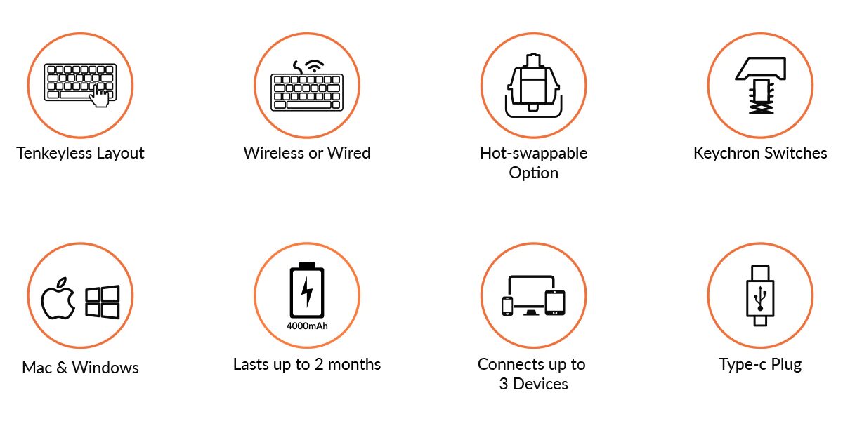Keychron K8 M 87-Key TKL Layout Wireless Mechanical Gaming Keyboard Multitasking Type-C Wired Aluminum Frame Hot-Swappable Keychron K8 M 87-Key TKL Layout Wireless Mechanical Gaming Keyboard Multitasking Type-C Wired Aluminum Frame Hot-Swappable
