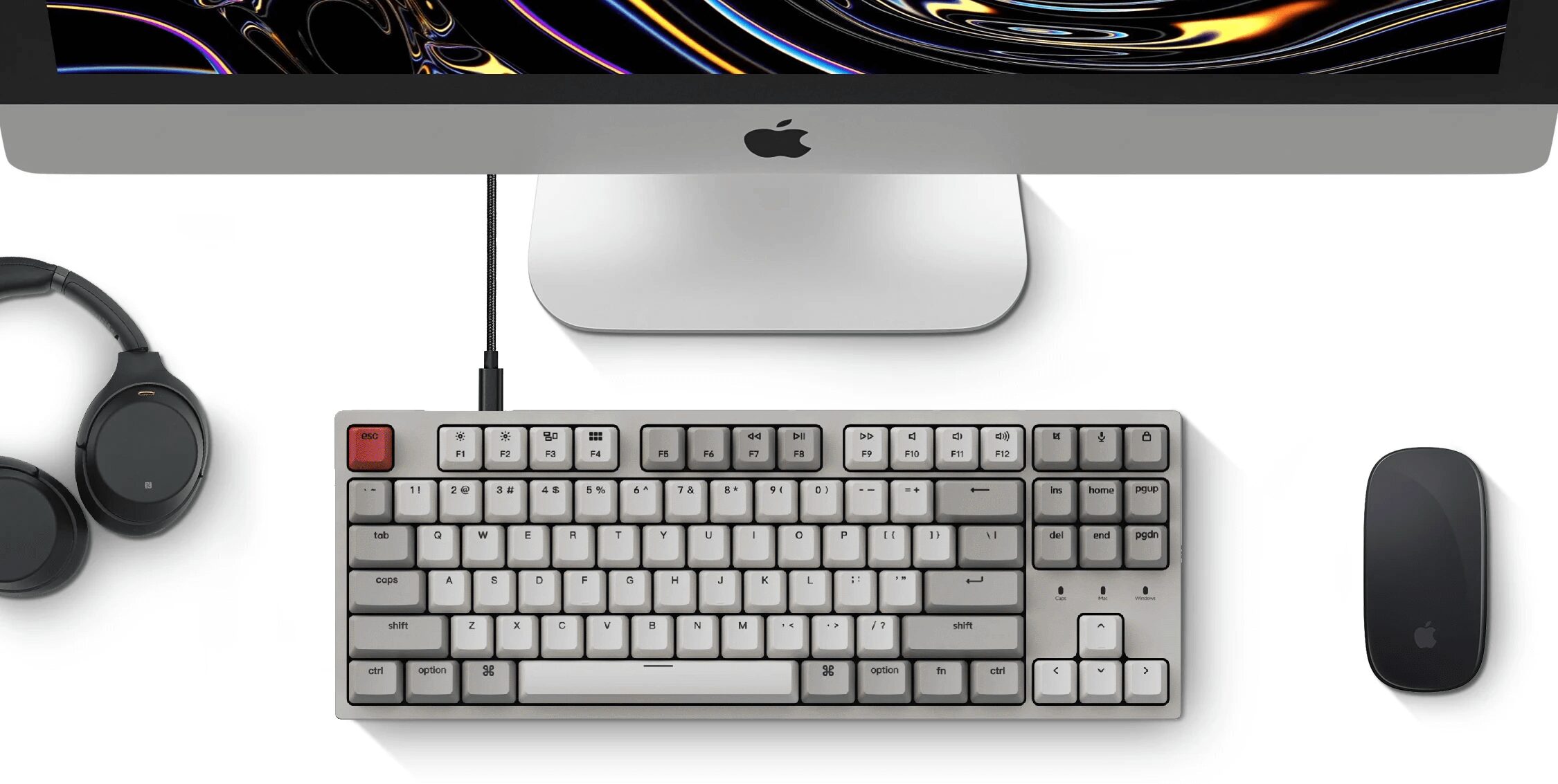 Keychron C1 MXZ Wired Mechanical Keyboard Retro Color Tenkeyless 87 Keys Hot-Swappable Switch for Windows Mac Keychron C1 MXZ Wired Mechanical Keyboard Retro Color Tenkeyless 87 Keys Hot-Swappable Switch for Windows Mac