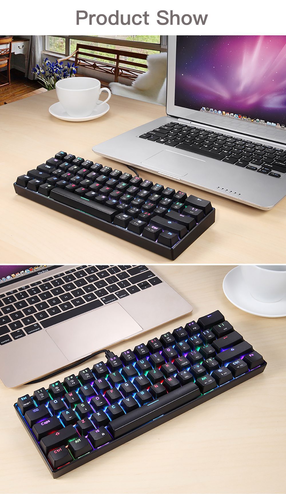 Motospeed CK61 Mechanical Keyboards 61keys RGB Backlit Wired Office Gaming Keypad Anti-ghosting Installable Drive For PC Laptop Motospeed CK61 Mechanical Keyboards 61keys RGB Backlit Wired Office Gaming Keypad Anti-ghosting Installable Drive For PC Laptop