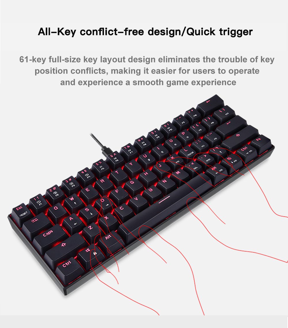 Motospeed CK61 Mechanical Keyboards 61keys RGB Backlit Wired Office Gaming Keypad Anti-ghosting Installable Drive For PC Laptop Motospeed CK61 Mechanical Keyboards 61keys RGB Backlit Wired Office Gaming Keypad Anti-ghosting Installable Drive For PC Laptop