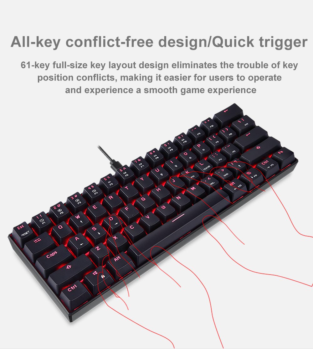 60% Motospeed CK61 RGB Gaming Mechanical Keyboard 61 Keys USB Wired LED Backlight Portable Laser Keyboards For PC Computer Gamer 60% Motospeed CK61 RGB Gaming Mechanical Keyboard 61 Keys USB Wired LED Backlight Portable Laser Keyboards For PC Computer Gamer