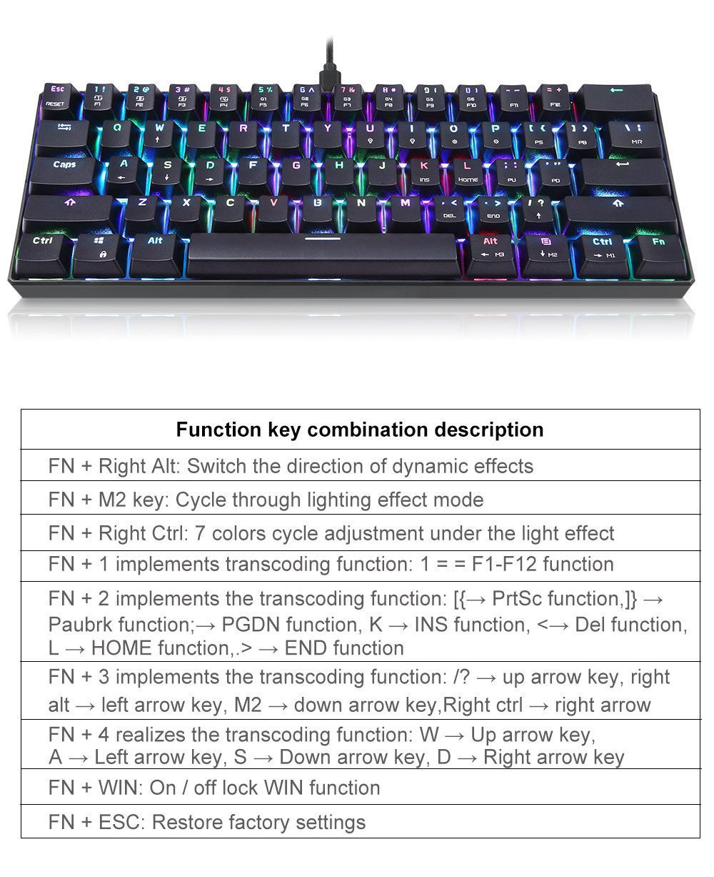 60% Motospeed CK61 RGB Gaming Mechanical Keyboard 61 Keys USB Wired LED Backlight Portable Laser Keyboards For PC Computer Gamer 60% Motospeed CK61 RGB Gaming Mechanical Keyboard 61 Keys USB Wired LED Backlight Portable Laser Keyboards For PC Computer Gamer
