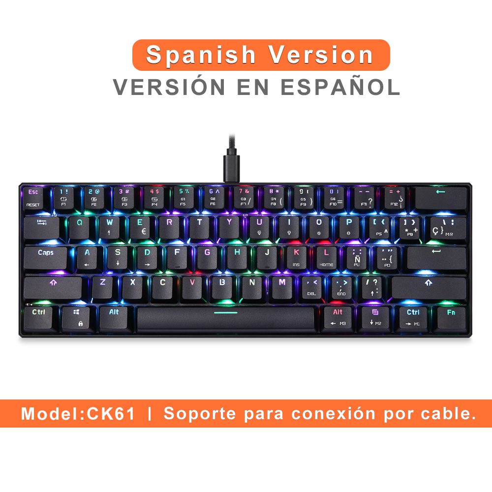 60% Motospeed CK61 RGB Gaming Mechanical Keyboard 61 Keys USB Wired LED Backlight Portable Laser Keyboards For PC Computer Gamer 60% Motospeed CK61 RGB Gaming Mechanical Keyboard 61 Keys USB Wired LED Backlight Portable Laser Keyboards For PC Computer Gamer