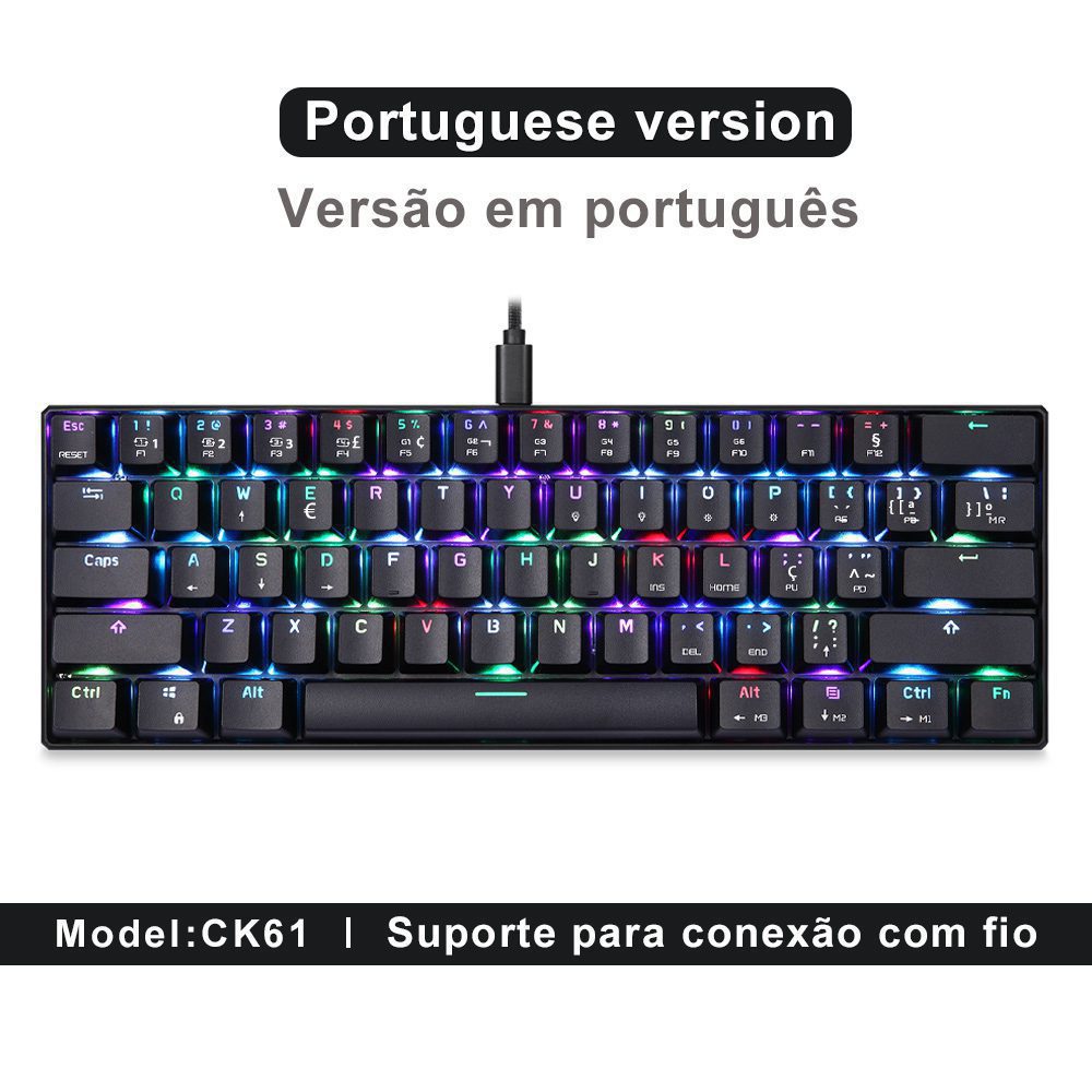 60% Motospeed CK61 RGB Gaming Mechanical Keyboard 61 Keys USB Wired LED Backlight Portable Laser Keyboards For PC Computer Gamer 60% Motospeed CK61 RGB Gaming Mechanical Keyboard 61 Keys USB Wired LED Backlight Portable Laser Keyboards For PC Computer Gamer