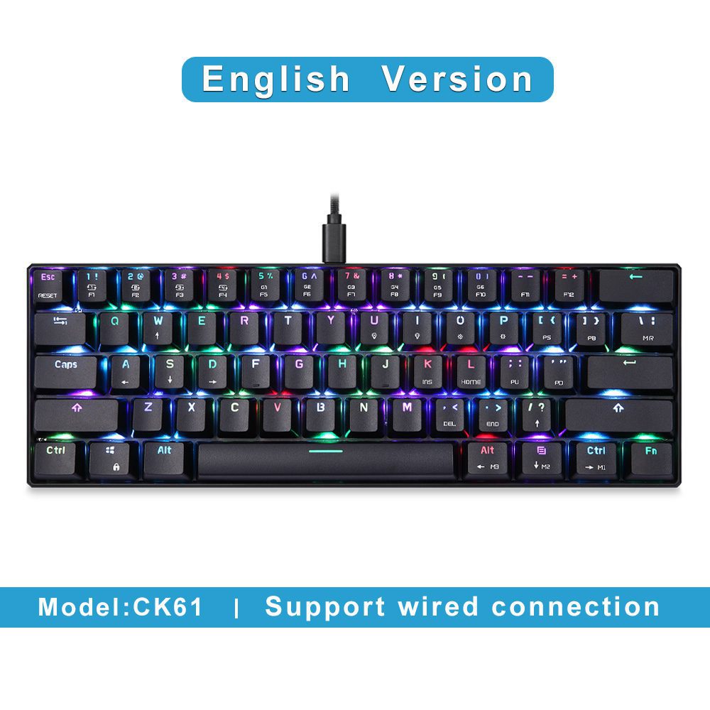 60% Motospeed CK61 RGB Gaming Mechanical Keyboard 61 Keys USB Wired LED Backlight Portable Laser Keyboards For PC Computer Gamer 60% Motospeed CK61 RGB Gaming Mechanical Keyboard 61 Keys USB Wired LED Backlight Portable Laser Keyboards For PC Computer Gamer