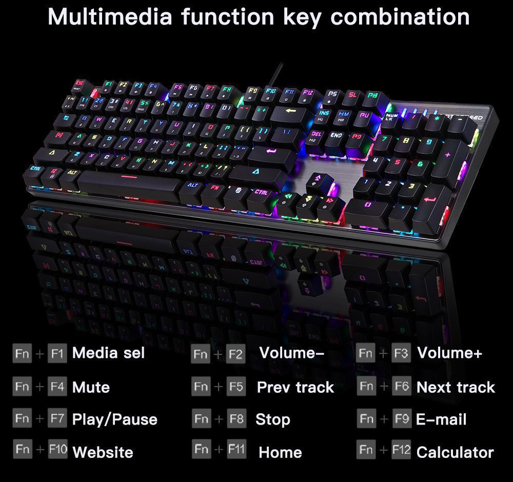 Motospeed CK104 Gaming Mechanical Keyboard 104 Key Wired Russian English Red Blue Switch Keypad Driver Programming RGB Backlit Motospeed CK104 Gaming Mechanical Keyboard 104 Key Wired Russian English Red Blue Switch Keypad Driver Programming RGB Backlit