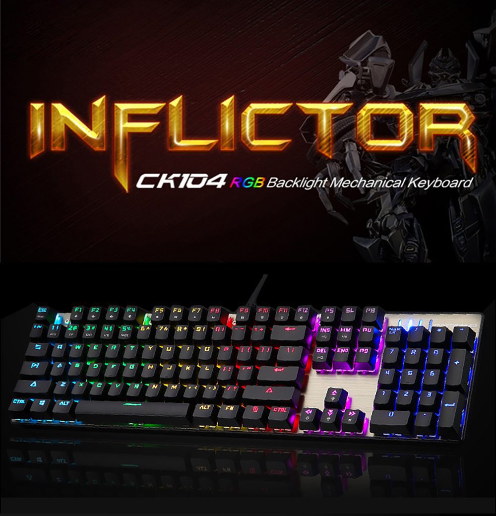 Motospeed CK104 Gaming Mechanical Keyboard 104 Key Wired Russian English Red Blue Switch Keypad Driver Programming RGB Backlit Motospeed CK104 Gaming Mechanical Keyboard 104 Key Wired Russian English Red Blue Switch Keypad Driver Programming RGB Backlit