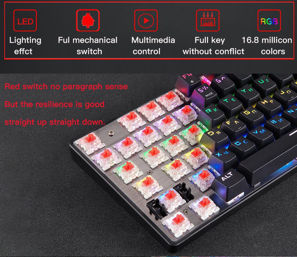 Motospeed CK104 Gaming Mechanical Keyboard Russian English Red Switch Blue Metal Wired LED Backlit RGB Dota 2 Overwatch Gamer Motospeed CK104 Gaming Mechanical Keyboard Russian English Red Switch Blue Metal Wired LED Backlit RGB Dota 2 Overwatch Gamer