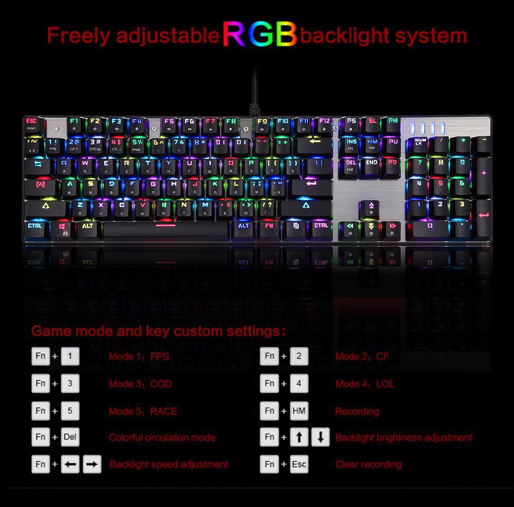 Motospeed CK104 Gaming Mechanical Keyboard Russian English Red Switch Blue Metal Wired LED Backlit RGB Dota 2 Overwatch Gamer Motospeed CK104 Gaming Mechanical Keyboard Russian English Red Switch Blue Metal Wired LED Backlit RGB Dota 2 Overwatch Gamer