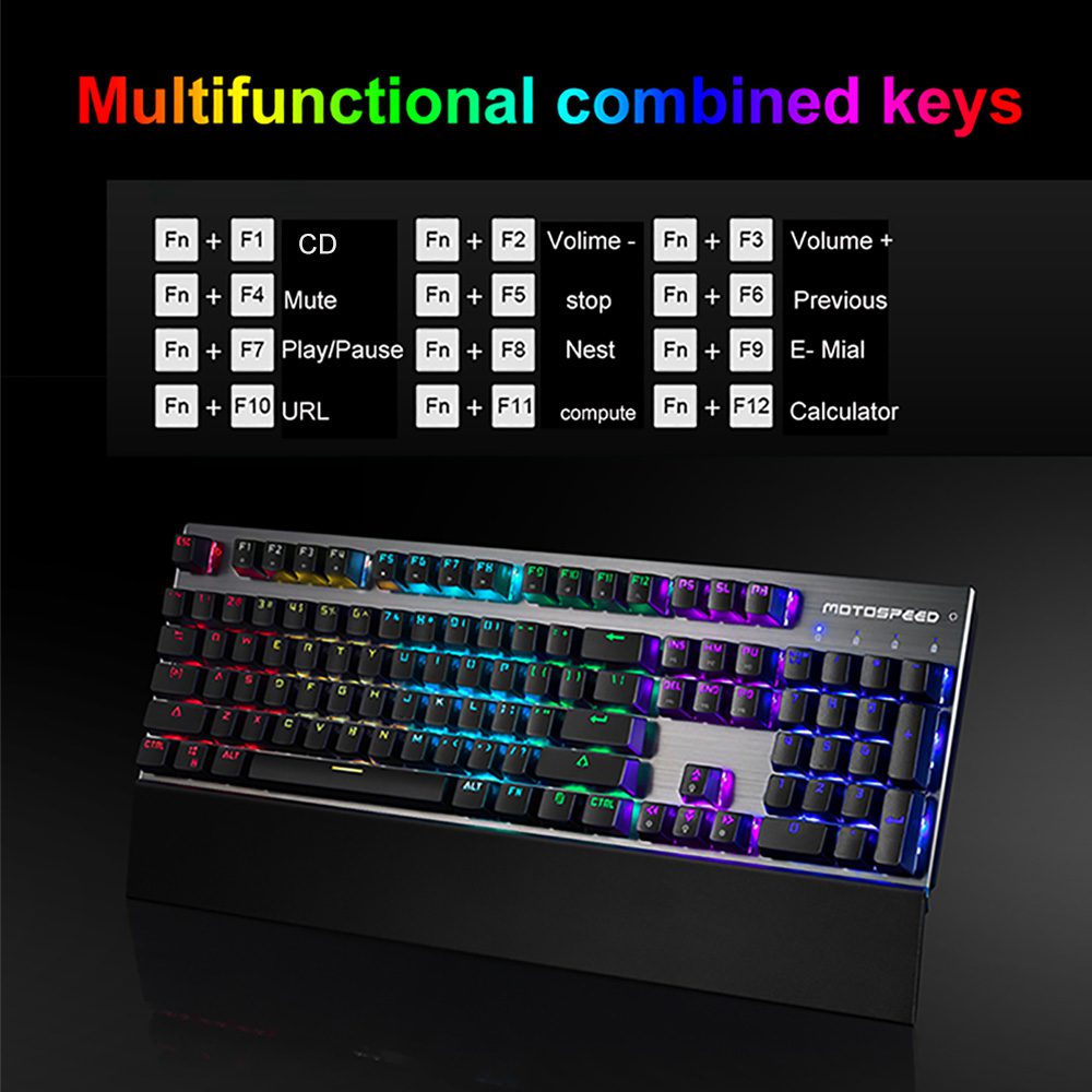 Original Motospeed CK108 RGB Blue Switch Mechanical Russian Keyboard Gaming Wired LED Backlit Anti-Ghosting for Gamer PC Desktop Original Motospeed CK108 RGB Blue Switch Mechanical Russian Keyboard Gaming Wired LED Backlit Anti-Ghosting for Gamer PC Desktop