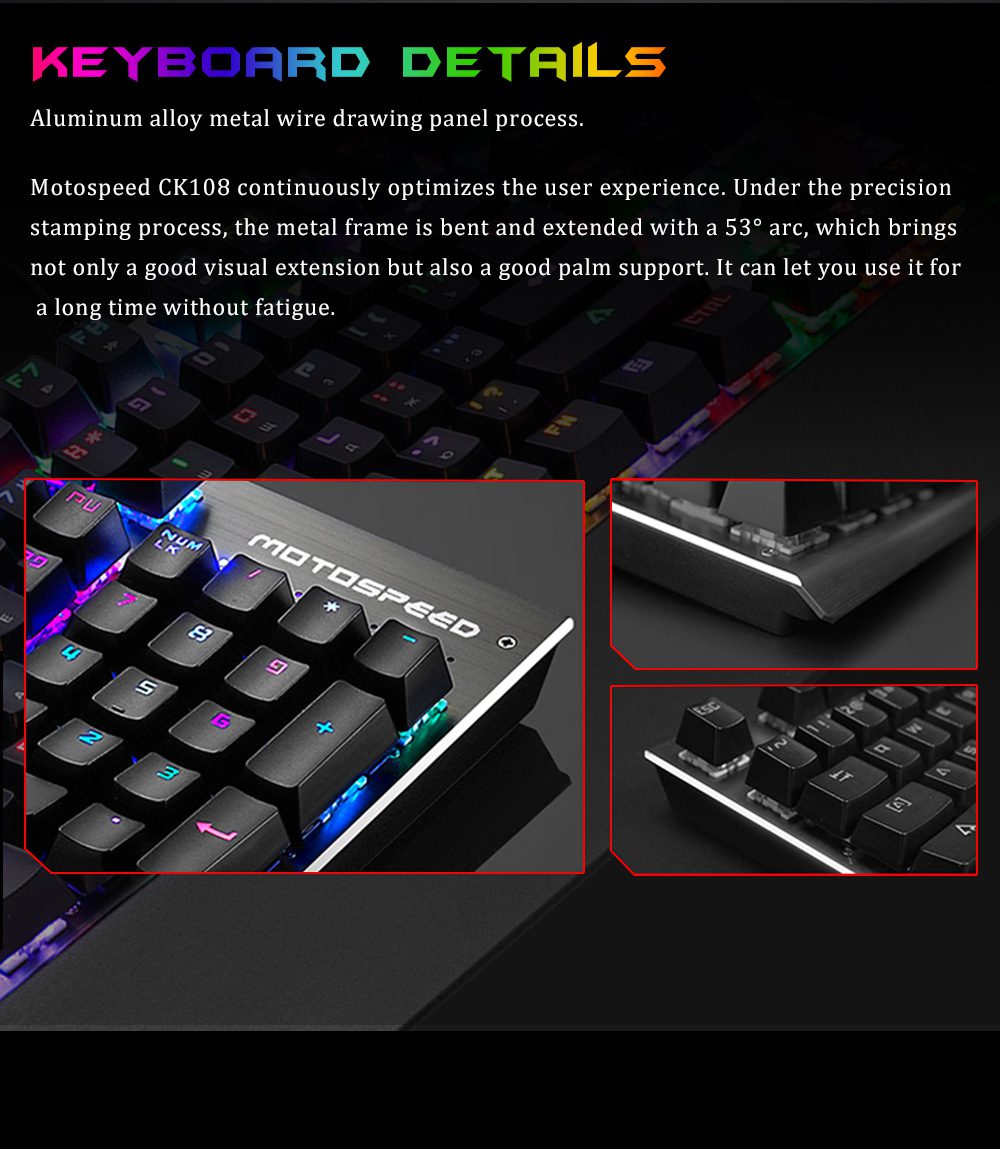 Original Motospeed CK108 RGB Blue Switch Mechanical Russian Keyboard Gaming Wired LED Backlit Anti-Ghosting for Gamer PC Desktop Original Motospeed CK108 RGB Blue Switch Mechanical Russian Keyboard Gaming Wired LED Backlit Anti-Ghosting for Gamer PC Desktop