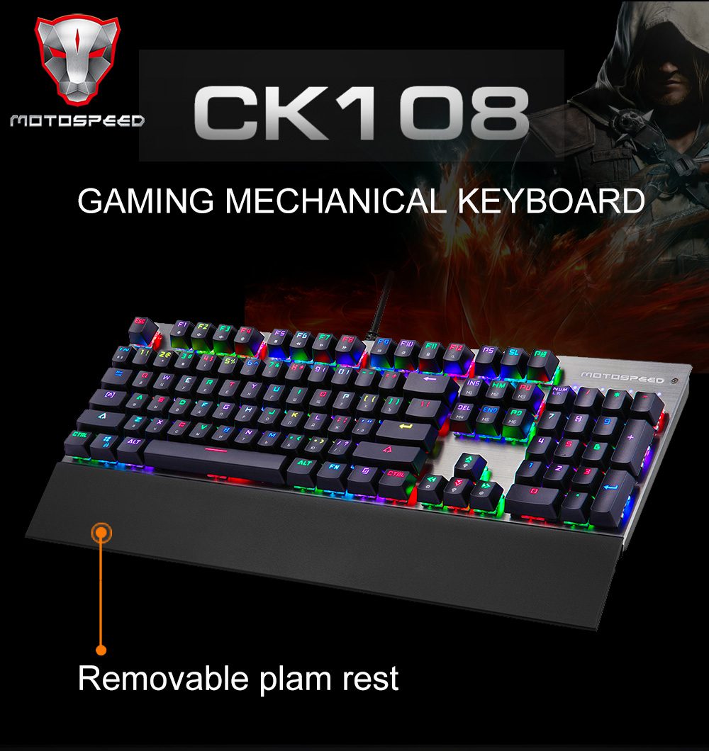 Original Motospeed CK108 RGB Blue Switch Mechanical Russian Keyboard Gaming Wired LED Backlit Anti-Ghosting for Gamer PC Desktop Original Motospeed CK108 RGB Blue Switch Mechanical Russian Keyboard Gaming Wired LED Backlit Anti-Ghosting for Gamer PC Desktop