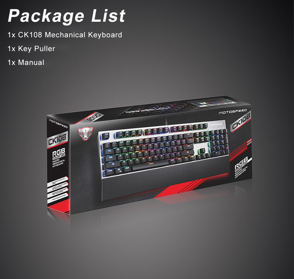 Original Motospeed CK108 RGB Blue Switch Mechanical Russian Keyboard Gaming Wired LED Backlit Anti-Ghosting for Gamer PC Desktop Original Motospeed CK108 RGB Blue Switch Mechanical Russian Keyboard Gaming Wired LED Backlit Anti-Ghosting for Gamer PC Desktop