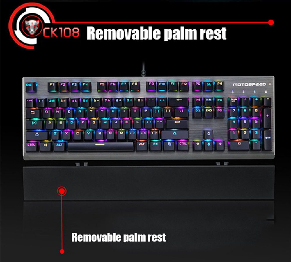 Motospeed CK108 Mechanical Keyboard Russian English 104 keys RGB Wired Gaming Keyboards Motospeed CK108 Mechanical Keyboard Russian English 104 keys RGB Wired Gaming Keyboards