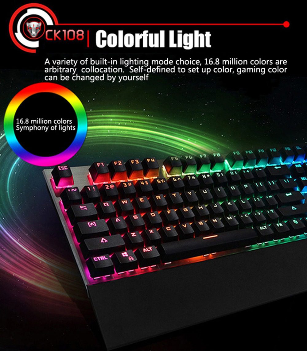 Motospeed CK108 Mechanical Keyboard Russian English 104 keys RGB Wired Gaming Keyboards Motospeed CK108 Mechanical Keyboard Russian English 104 keys RGB Wired Gaming Keyboards