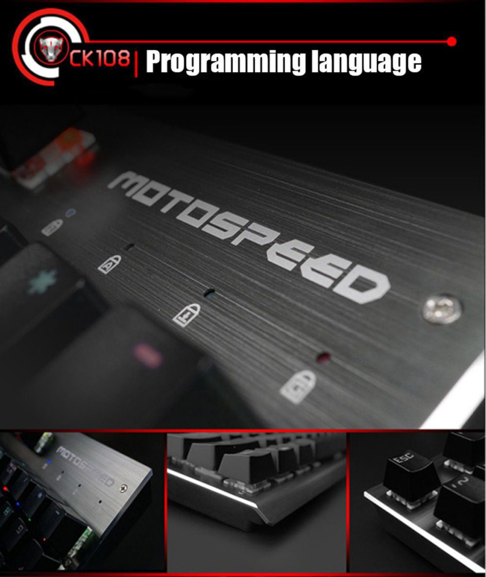 Motospeed CK108 Mechanical Keyboard Russian English 104 keys RGB Wired Gaming Keyboards Motospeed CK108 Mechanical Keyboard Russian English 104 keys RGB Wired Gaming Keyboards