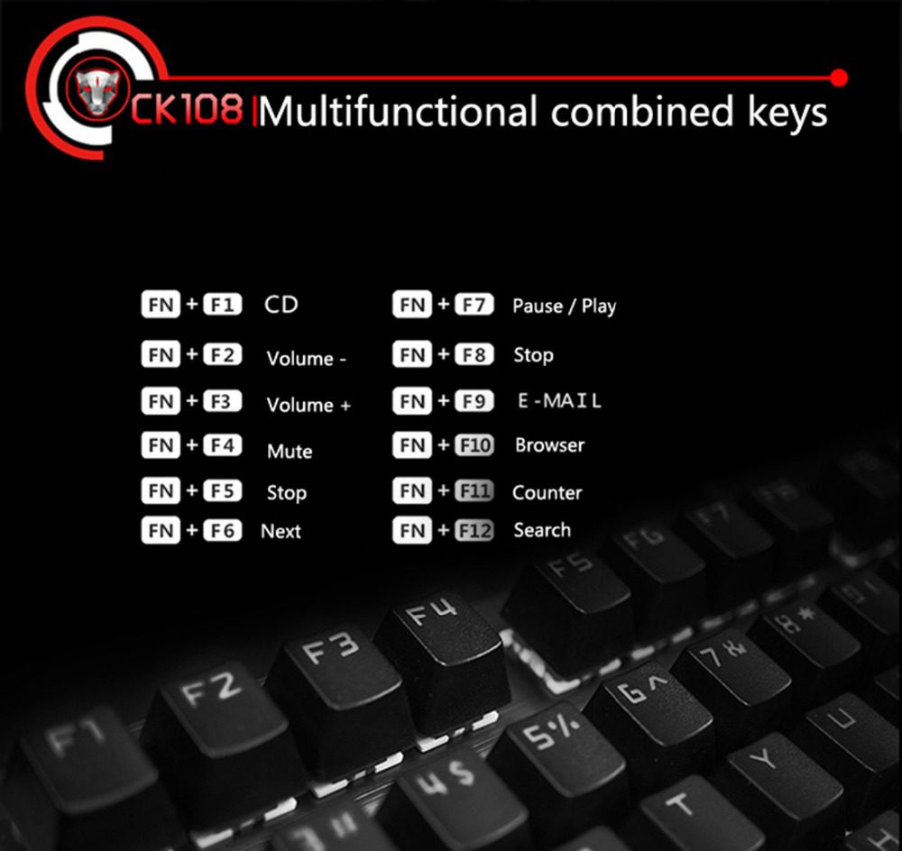 Motospeed CK108 Mechanical Keyboard Russian English 104 keys RGB Wired Gaming Keyboards Motospeed CK108 Mechanical Keyboard Russian English 104 keys RGB Wired Gaming Keyboards