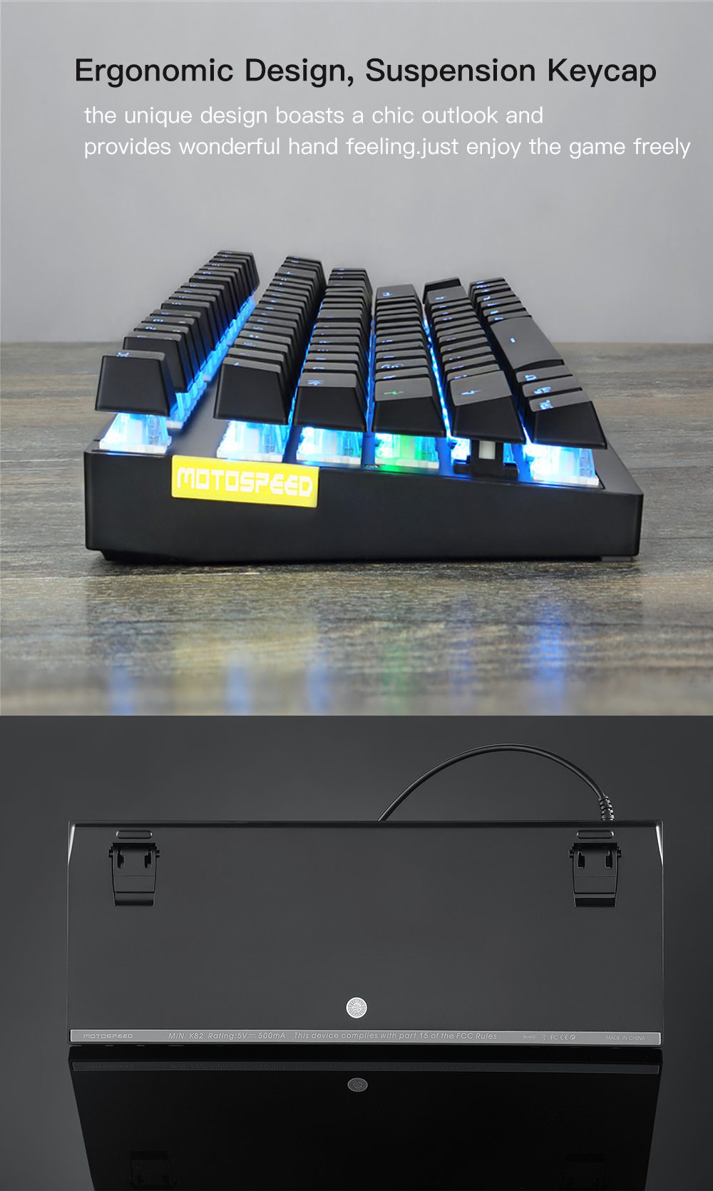 Motospeed CK82 Gaming Mechanical Keyboard RGB Backlight USB Wired 87 Key Red Blue Switch Keypads Anti-Ghosting For PC Laptop Motospeed CK82 Gaming Mechanical Keyboard RGB Backlight USB Wired 87 Key Red Blue Switch Keypads Anti-Ghosting For PC Laptop