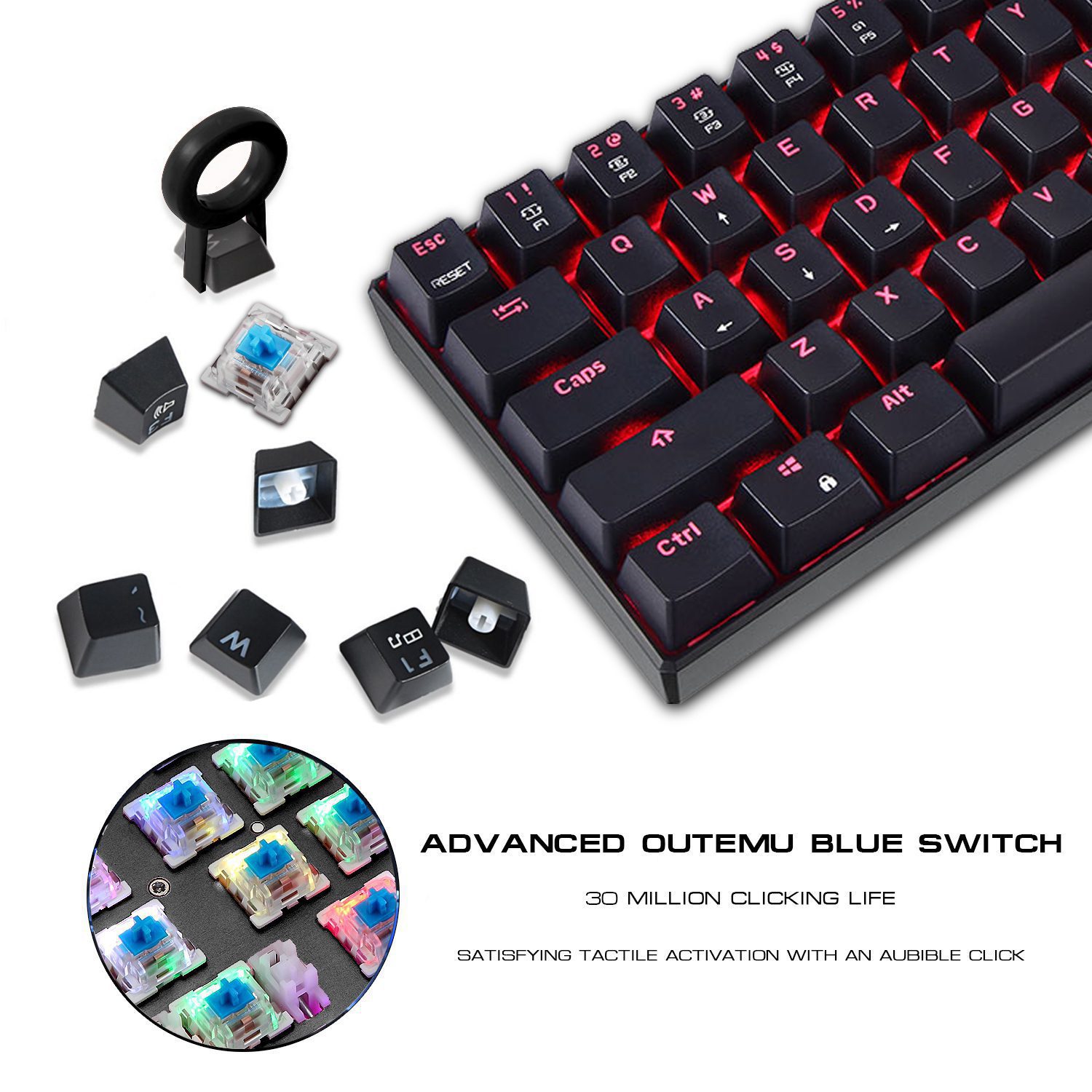 Motospeed CK61Gaming Mechanical Keyboard English Red Switch Blue Metal Wired LED Backlit RGB Anti-Ghosting for Gamer Motospeed CK61Gaming Mechanical Keyboard English Red Switch Blue Metal Wired LED Backlit RGB Anti-Ghosting for Gamer