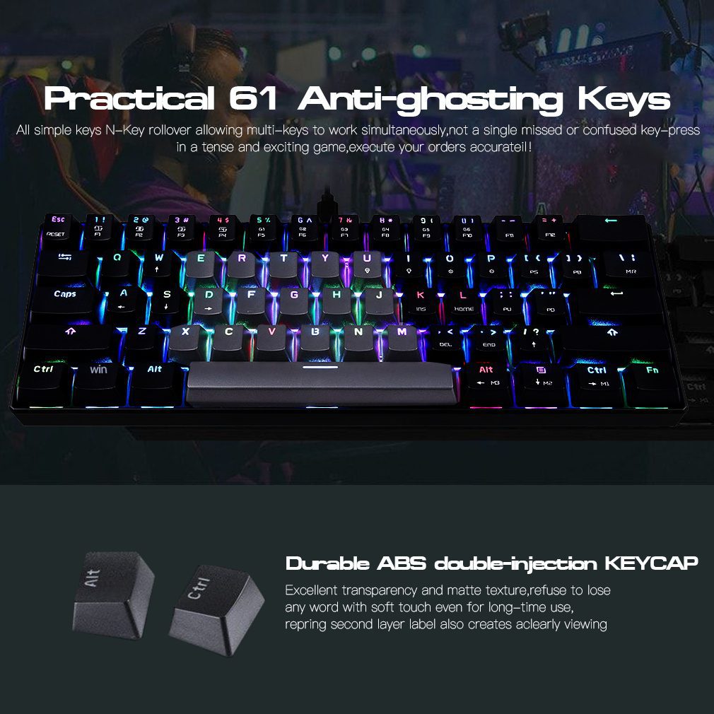 Motospeed CK61Gaming Mechanical Keyboard English Red Switch Blue Metal Wired LED Backlit RGB Anti-Ghosting for Gamer Motospeed CK61Gaming Mechanical Keyboard English Red Switch Blue Metal Wired LED Backlit RGB Anti-Ghosting for Gamer