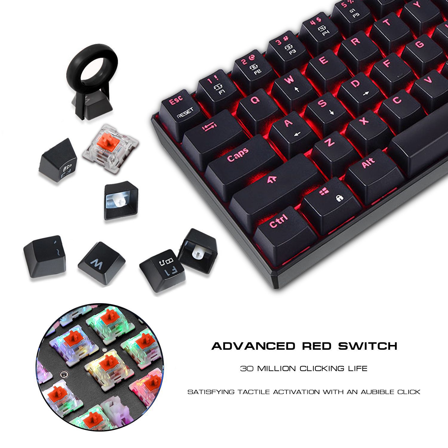 Motospeed CK61Gaming Mechanical Keyboard English Red Switch Blue Metal Wired LED Backlit RGB Anti-Ghosting for Gamer Motospeed CK61Gaming Mechanical Keyboard English Red Switch Blue Metal Wired LED Backlit RGB Anti-Ghosting for Gamer